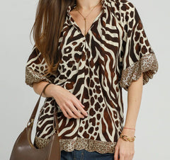 Mixed Animal Print Top
