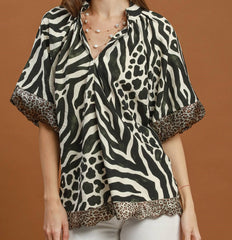 Mixed Animal Print Top