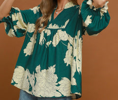 Floral Smocked Yoke Peasant Top