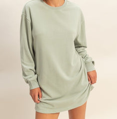 Mineral Washed Oversized Mini Sweatshirt Dress