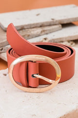 Classic Oval Buckle Leather Belt