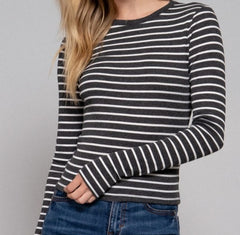 Long Sleeve Stripe Knit Top
