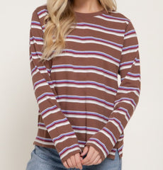 Long Sleeve Multi Stripe Knit Top