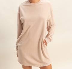Mineral Washed Oversized Mini Sweatshirt Dress