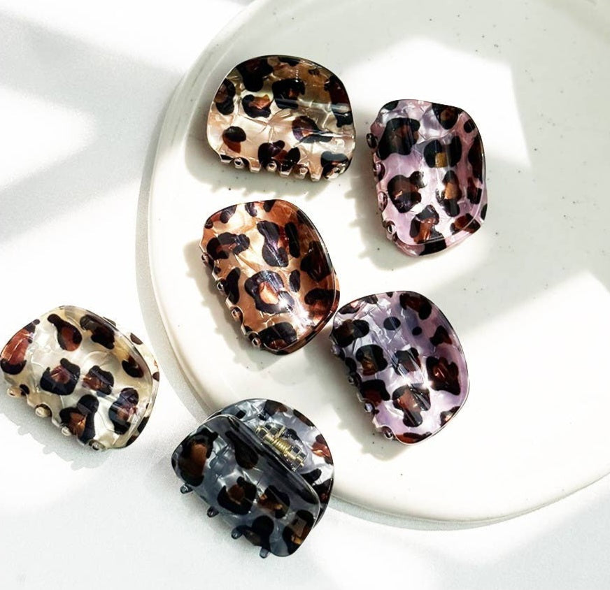 Leopard Print Hair Claw Clips