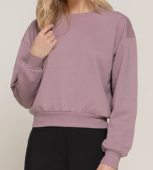 Long Sleeve Round Neck Crop Sweatshirt