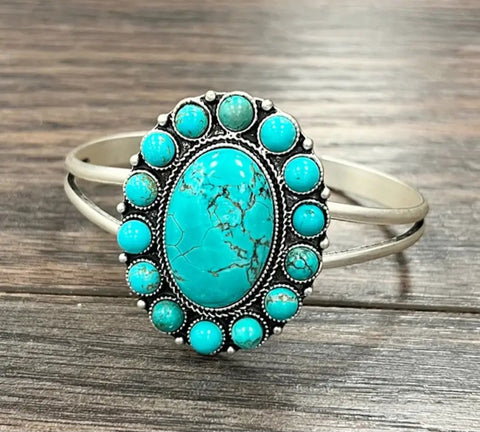 Turquoise Brass Cuff Bracelet