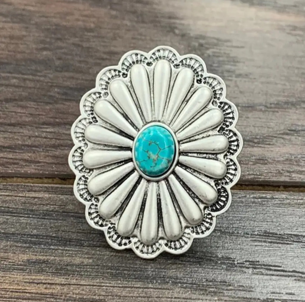 Concho Turquoise Adjustable Ring