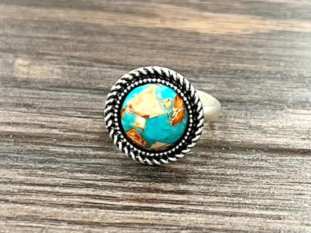 Round Gemstone Adjustable Ring