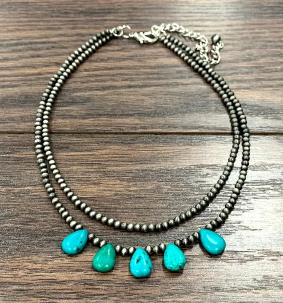 Handmade Navajo Drop Turquoise Necklace