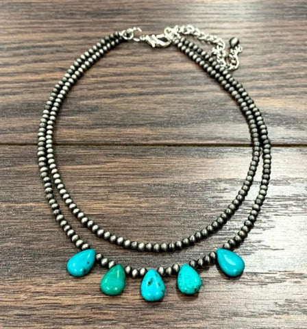 Handmade Navajo Drop Turquoise Necklace