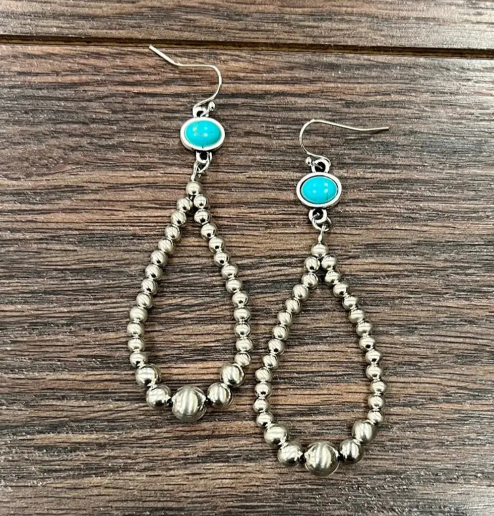 Handmade Silver Navajo Bead Earrings