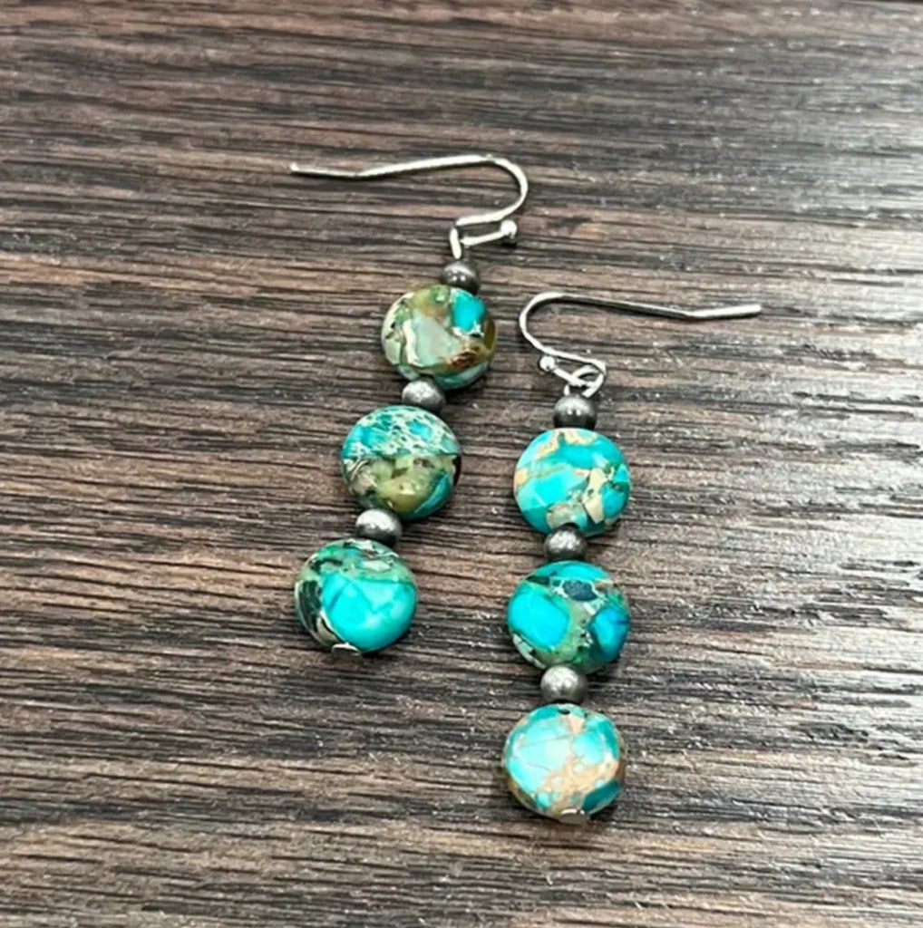 Handmade Rondelle Gemstone Liner Earrings