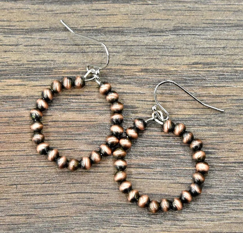 Handmade Copper Navajo Bead Hoop Earrings