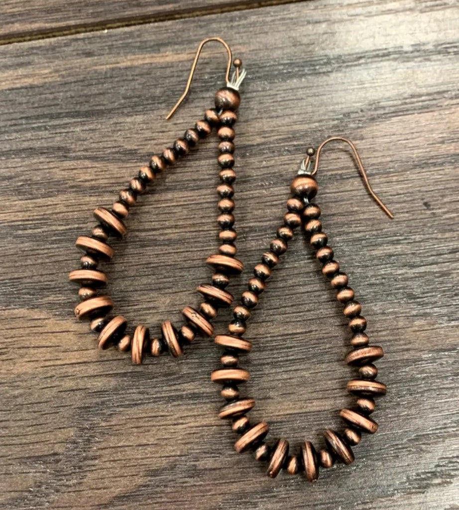 Handmade Copper Navajo Bead Earrings