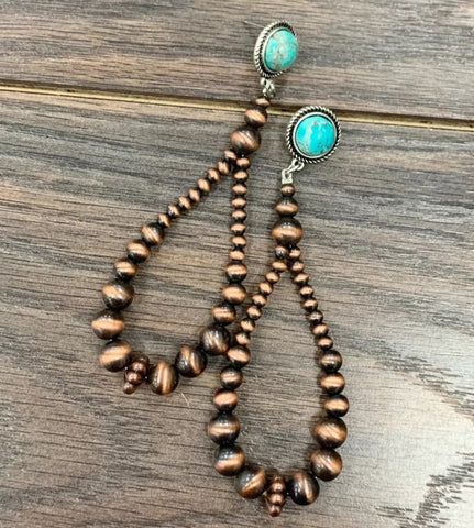 Handmade Copper Navajo Bead Post Earrings