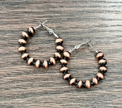 Copper Navajo Bead Hoop Earrings