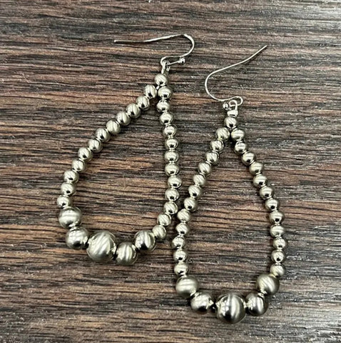 Handmade Silver Navajo Bead Earrings