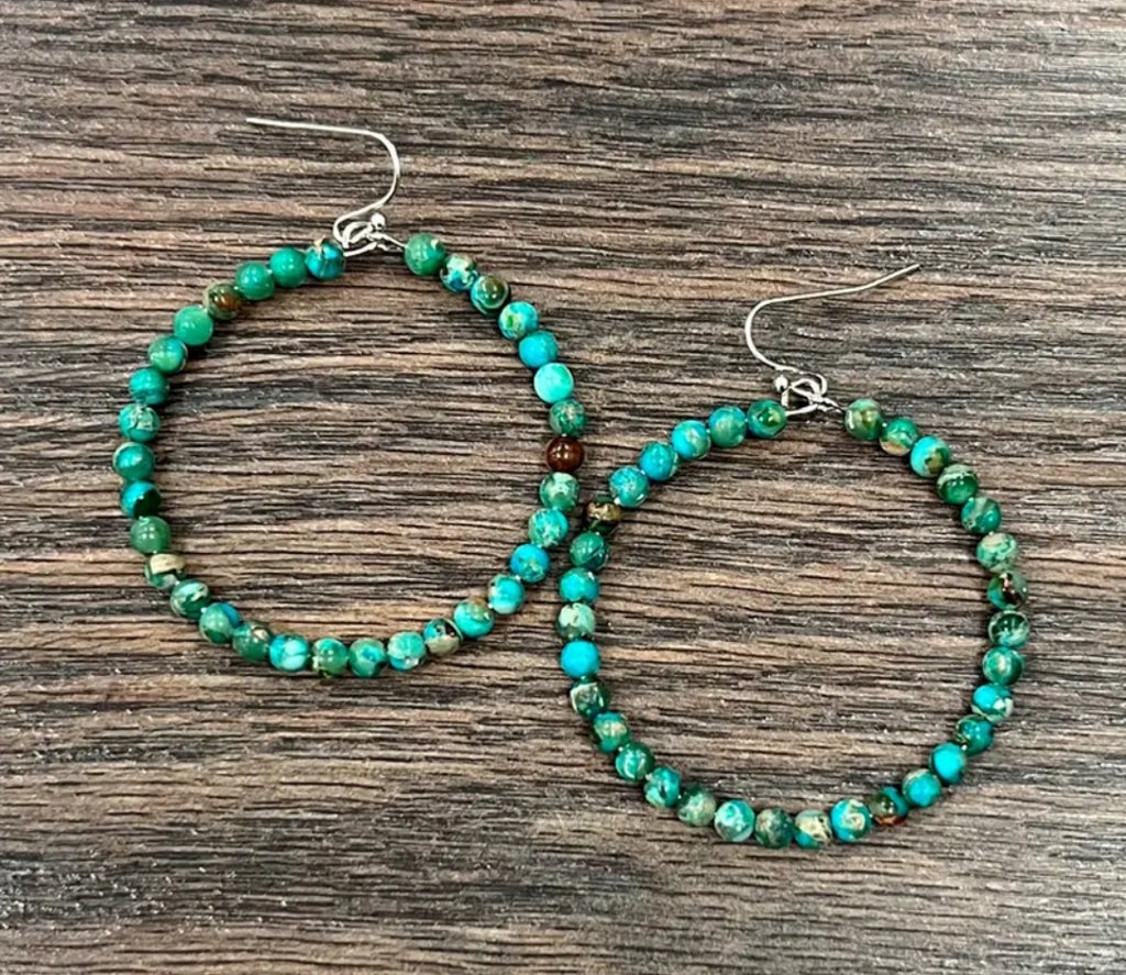 Handmade Round Gemstone Hoop Earrings