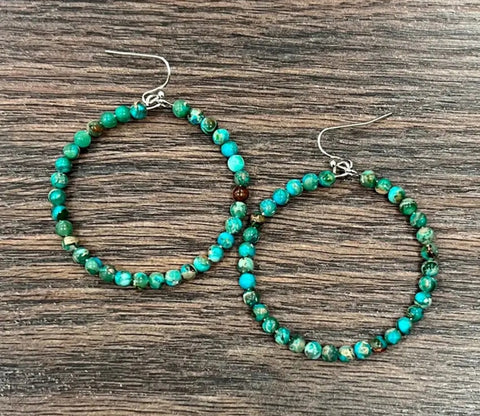 Handmade Round Gemstone Hoop Earrings