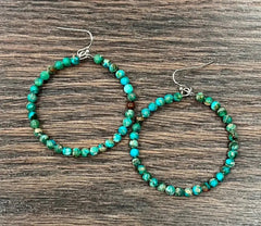 Handmade Round Gemstone Hoop Earrings