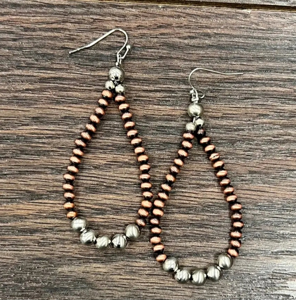 Handmade Copper Navajo Bead Earrings