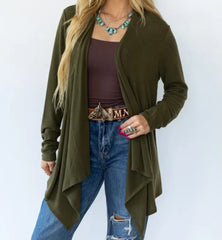 Soft Drape Open Front Cardigan