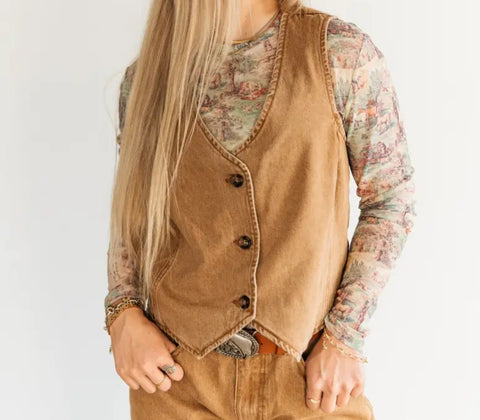 Brown Denim Vest