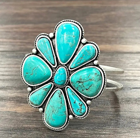 Brass Cuff, Navajo Turquoise Bracelet