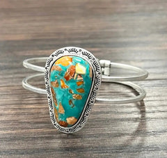 Brass Cuff, Gemstone Bracelet