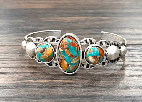 Navajo Gemstone Cuff Bracelet