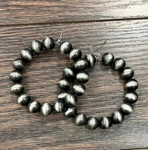 Handmade 12mm Navajo Bead Hoop Earrings