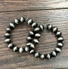 Handmade 12mm Navajo Bead Hoop Earrings