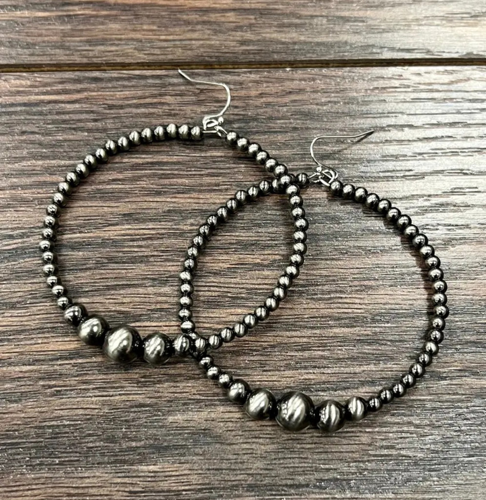 Handmade Polish Navajo Bead, 65mm Hoop Earrings