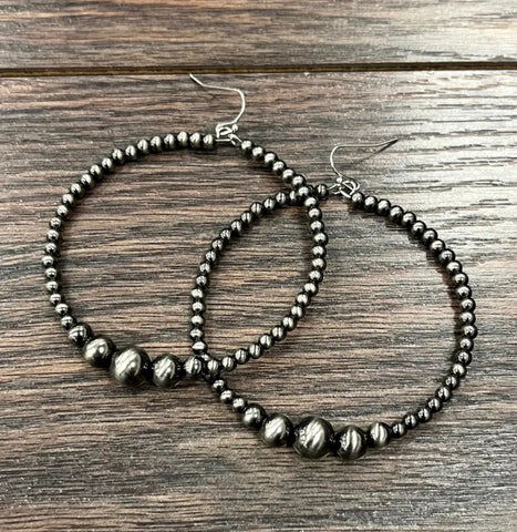Handmade Polish Navajo Bead, 65mm Hoop Earrings