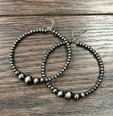 Handmade Polish Navajo Bead, 65mm Hoop Earrings