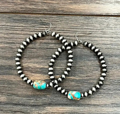Handmade Navajo Gemstone Hoop Earrings