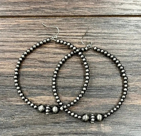 Handmade Polish Navajo Bead Hoop Earrings