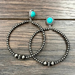 Handmade Polish Navajo Bead Hoop Post Earrings