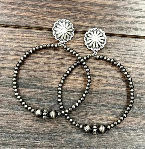 Handmade Polish Navajo Bead Hoop Post Earrings