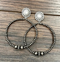 Handmade Polish Navajo Bead Hoop Post Earrings