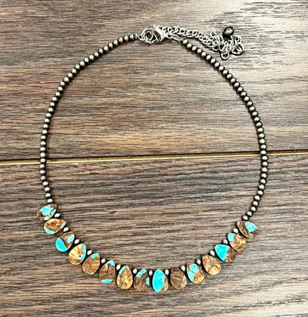 Handmade 15" Navajo Heart Gemstone Necklace