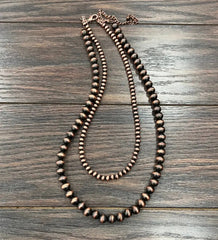 Handmade 24" Copper Navajo Bead Necklace