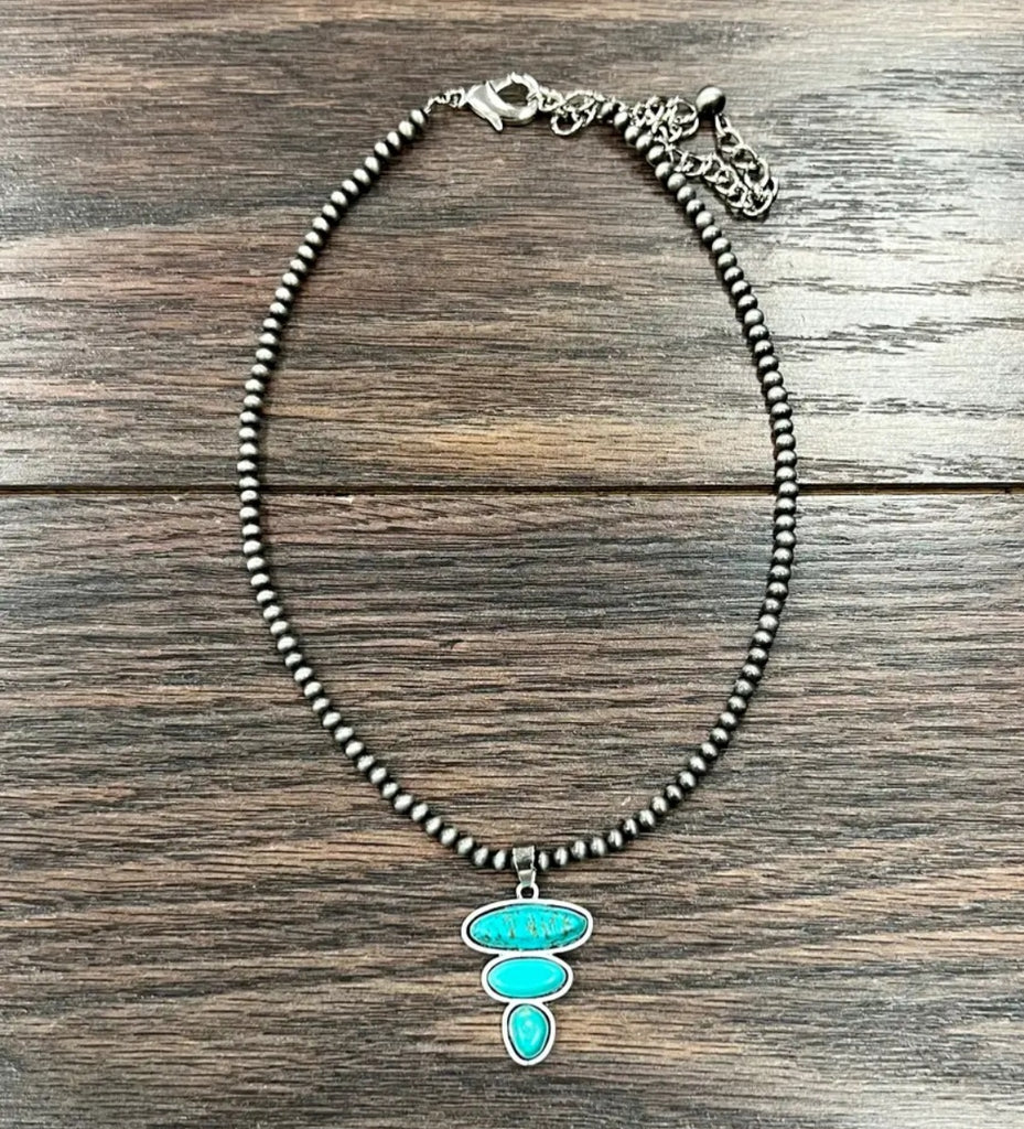 Handmade 15" Navajo Turquoise Necklace