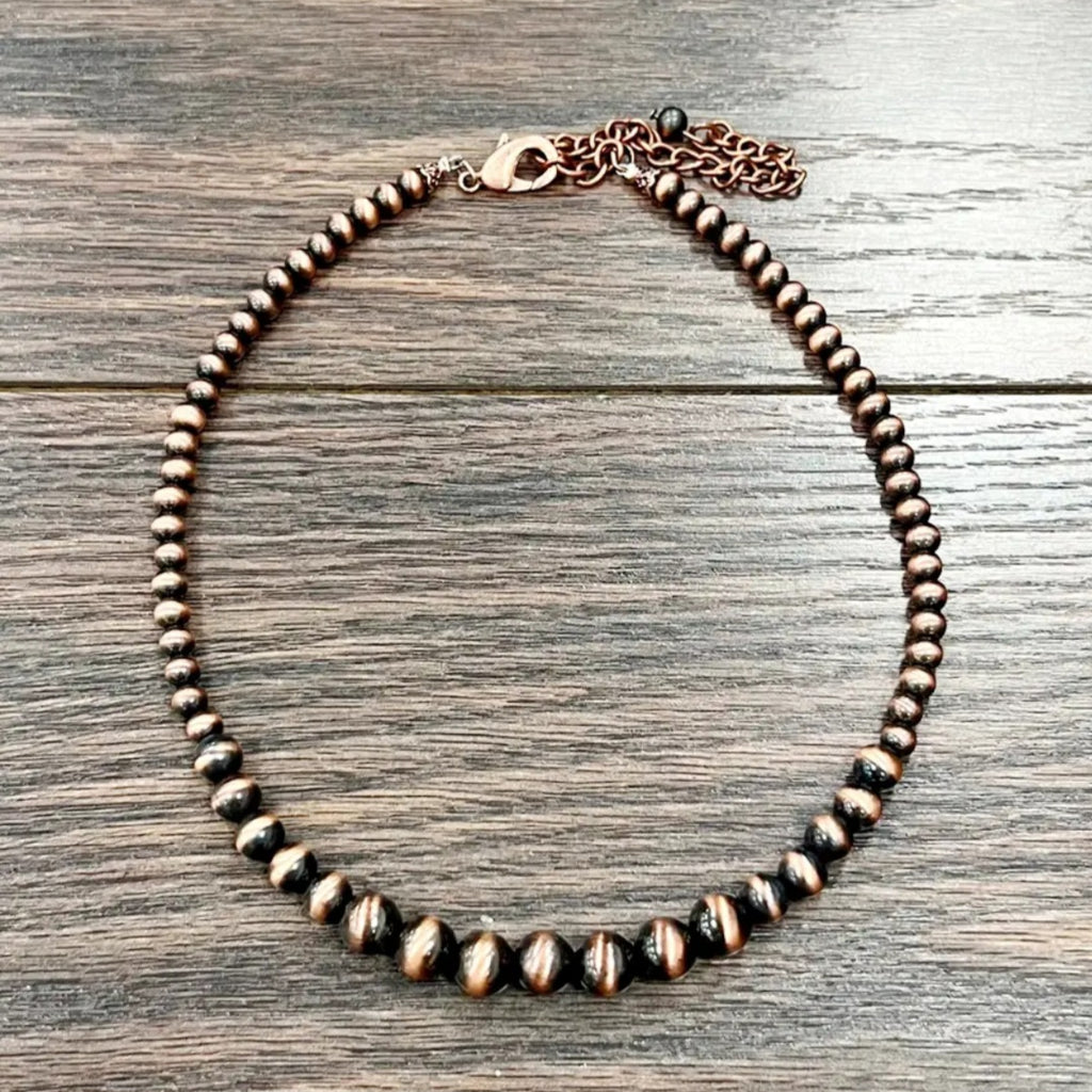 Handmade 16" Copper Navajo Bead Necklace