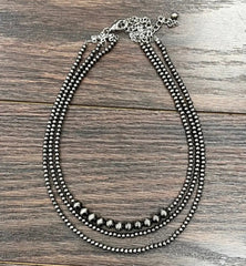 Handmade 17" 3-Strand Polish Navajo Bead Necklace
