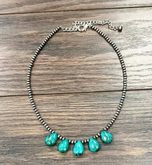 Handmade 17" Navajo Turquoise Necklace