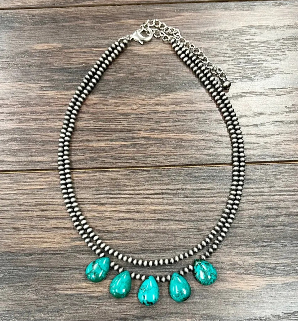 Handmade 17" Navajo Turquoise Necklace
