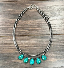 Handmade 17" Navajo Turquoise Necklace