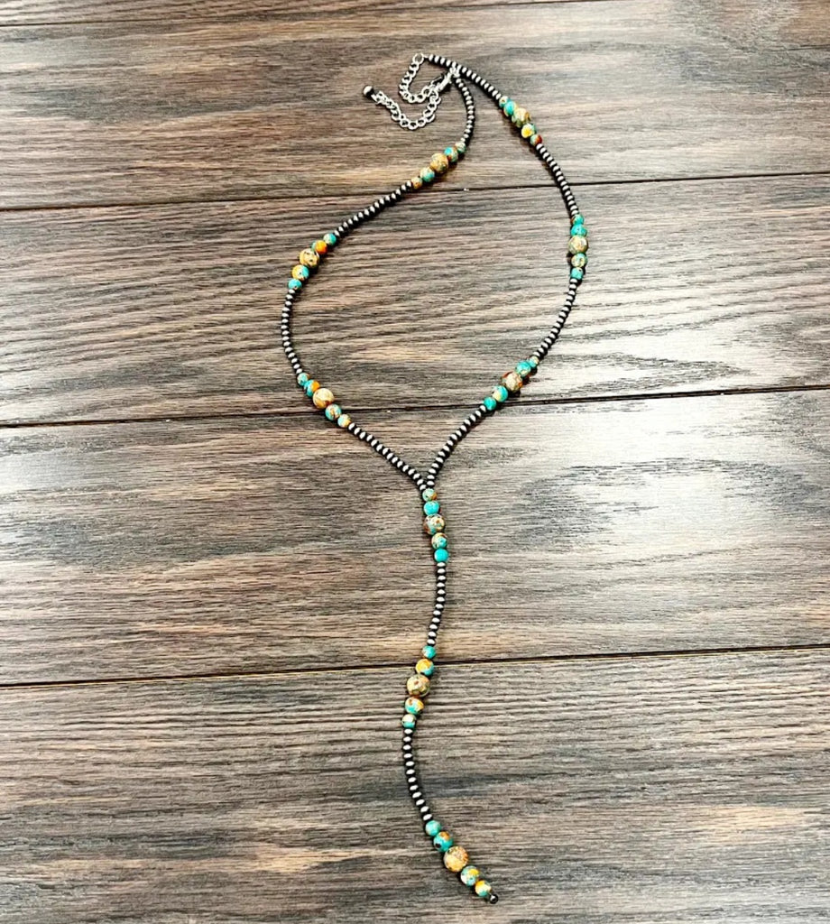 Handmade 31" Navajo Gemstone Tassel Necklace